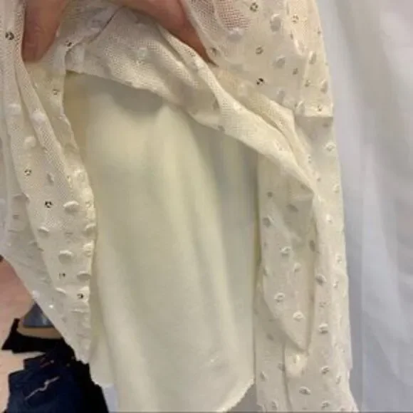 LEIFNOTES Net Dot & Gleam Sequin mesh asymmetrical short sleeve Dress size 4 - Picture 9 of 15